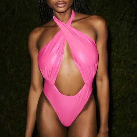 NWT UO Out From Under Echo Metallic Green Mini Skirt Cover-Up - Picture 6 of 7